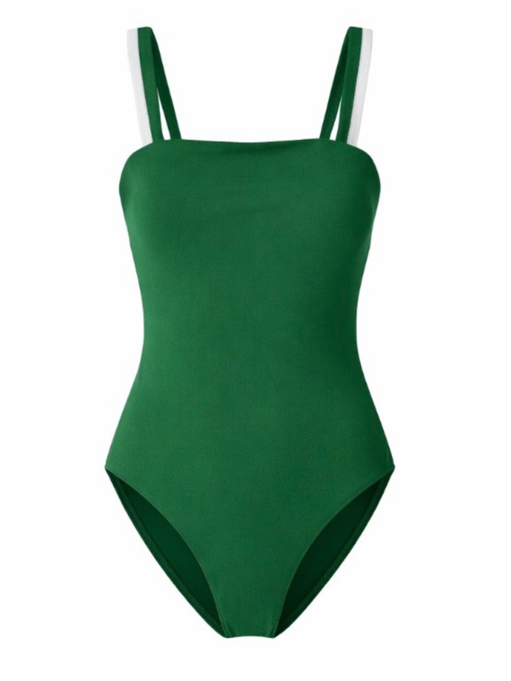 Andie Green One-Piece Swimsuit with white color block Straps 2XL